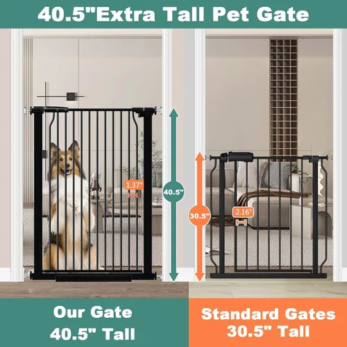 Miniatura 2 de Puerta de bebé extra alta de 40.5 pulgadas para puertas, puerta extra ancha para mascotas de 40.6 a 49.1 pulgadas, sin taladro, barrera de espacio