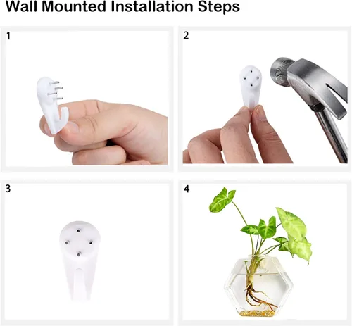 Miniatura 5 de Kingbuy Juego de Macetas Hexagonales de Pared - Paquete de 3 Jarrones de Terrario de Propagación de Vidrio con Soportes Colgantes para Plantas