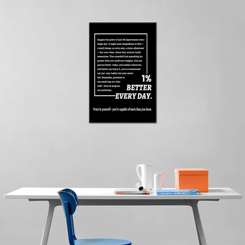 Miniatura 3 de Motivational Wall Art 1% Better Every Day Quote Framed Canvas Poster Inspirational Wall Decor for Office Gym Study Room Small Size Growth Mindset