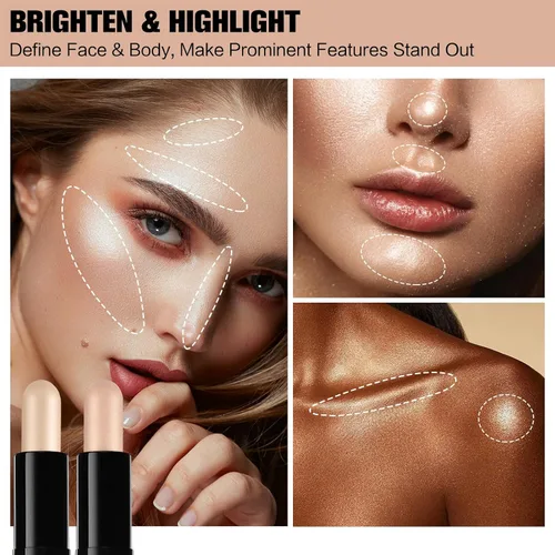 Miniatura 7 de Barra de contorno, 2 rotuladores de doble punta y barra de contorno para moldear la cara, crema bronceador y barras de resaltado impermeable de SET