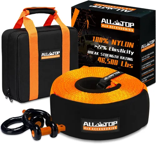 Miniatura 9 de ALL-TOP Kit de recuperación de nailon con receptor de enganche: 3" x 20' (35,000lbs) 100% correa de enganche de nailon + receptor de enganche