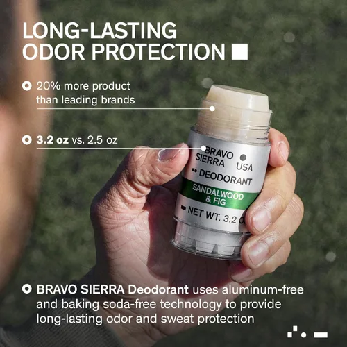 Miniatura 2 de Desodorante sin aluminio para hombres de Bravo Sierra, paquete de 3 - Contiene ingredientes naturales - Protección duradera contra olores y sudor