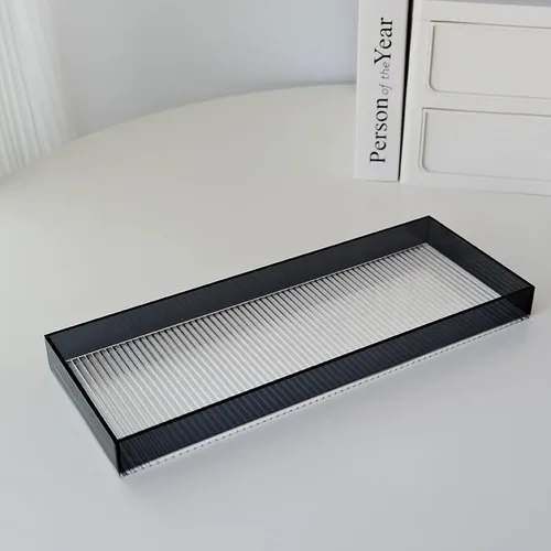 Bandejas de acrílico negro, bandeja de almacenamiento de acrílico transparente, organizador de almacenamiento de maquillaje para tocador, tocador,