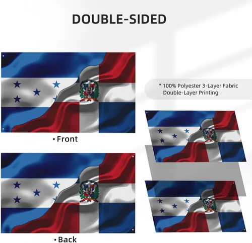 Miniatura 2 de Banderas de Honduras y República Dominicana para exteriores de 3 x 5 pies, tres capas de tela para coser a doble cara, impresión de 3 x 5 pies