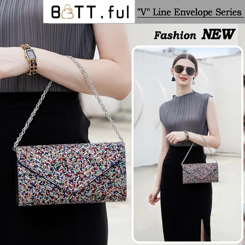 Miniatura 5 de Bolsos de noche para mujer, sobre de embrague, bolsos cruzados para mujer, bolsa de boda con diamantes de imitación, bolsa de hombro para mujer