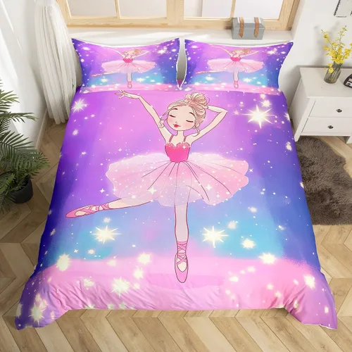 Miniatura 10 de Erosebridal Juego de funda de edredón Kawaii tamaño individual, lindo juego de ropa de cama de dibujos animados para niños y niñas, funda de edredón