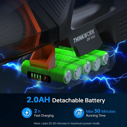 Miniatura 7 de THINKWORK Aspiradora de Coche de 20V y Inflador de Aire, Aspiradora de Mano Inalámbrica de Alta Potencia de Doble Función con 18000pa de Potencia