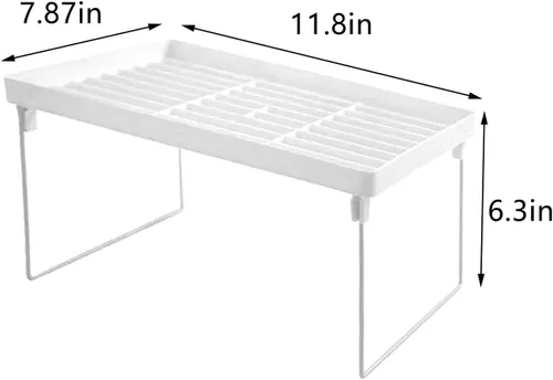 Miniatura 3 de Estante apilable para gabinete, estante plegable de plástico para armario de cocina, estante de almacenamiento de escritorio, estante organizador