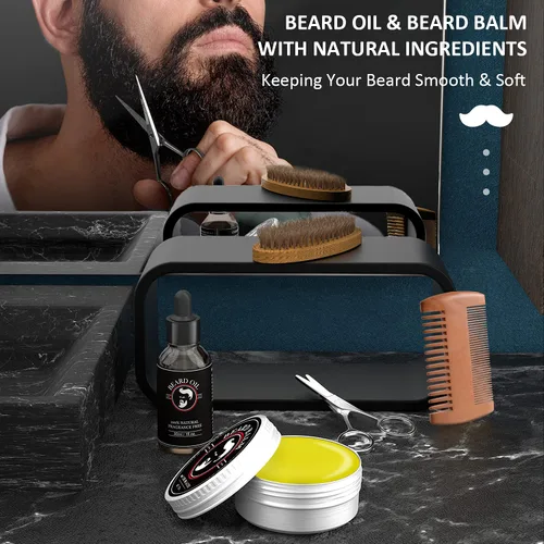 Miniatura 8 de Regalos para el día del padre, kit de barba para hombres, kit de crecimiento y aseo de barba con aceite para barba, bálsamo para barba, cepillo