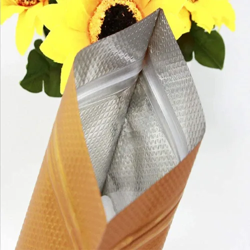 Miniatura 2 de 100 bolsas Ziplock de aluminio Mylar de aluminio, bolsas de embalaje con ventana rectangular de escarcha para almacenamiento de alimentos a largo