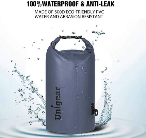 Miniatura 3 de Bolsa seca Unigear impermeable, 2L/5L/10L/20L/30L/40L, Bolsas flotantes y ligeras para kayak, navegación, pesca, natación y camping con funda 3-Gris