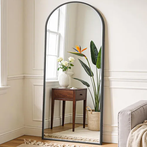 Miniatura 36 de OLIXIS Espejo arqueado de longitud completa para dormitorio, espejo de cuerpo completo de 56 x 15 pulgadas con soporte, para colgar o inclinarse