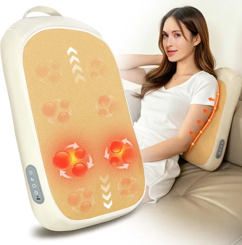 Shiatsu - Masajeador de espalda con calor, masaje de rodamiento hacia arriba y hacia abajo, masajeador eléctrico de espalda para aliviar el dolor de