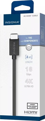 INSIGNIA Cable HDMI 4K Ultra HD de alta velocidad de 18 Gbps, HDR, ARC, Ethernet, compatible con TV, monitor, PS5, Xbox, Blu-ray, laptop (cable