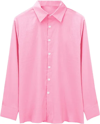Miniatura 3 de Camisa de manga larga con botones para hombre, de verano, casual, de algodón, sin tapar, para playa, hippie, transpirable, de secado rápido