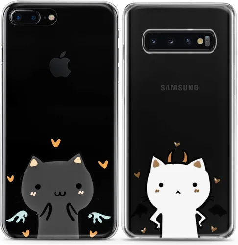 Miniatura 4 de Fundas a juego para parejas compatibles con iPhone 16 15 14 13 12 11 Pro Max Mini Xs X 6s 8 Plus 7+ Xr 10 SE 5 Girlfriend Cat Silicone Pair Cover