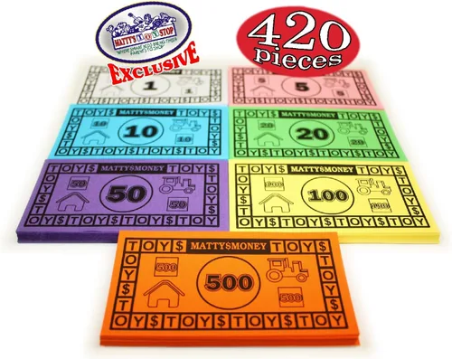 Miniatura 4 de Matty's Money Juego de dinero de repuesto de 420 piezas (60 piezas cada una de $1's, $5's, $10's, $20's, $50's, $100's y $500) $41,160 en dinero