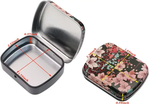 Miniatura 2 de Mini Skater Pequeña caja de almacenamiento portátil de metal, mini latas rectangulares con bisagras vacías con tapa, organizador para el hogar
