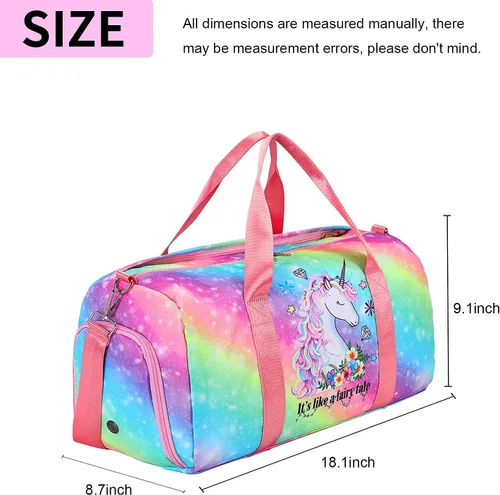 Miniatura 2 de BTOOP Bolsa de viaje para niñas niños gimnasio deportes mujer entrenamiento viaje bolsa de semana con compartimento para zapatos y bolsillo mojado