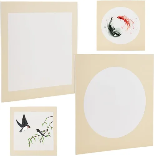 Miniatura 8 de PandaHall - 20 piezas de papel Shikishi premontado, papel Xuan chino, suministros de caligrafía china, papel de arroz para pintura de Sumie, Navajo