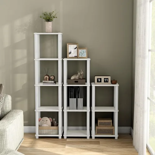 Miniatura 2 de Homes: Inside + Out Apexa Unidades de Estantería Estrecha Moderna de 4 Niveles, Estantes de Exhibición para Coleccionables, Estante de Pie de Fácil