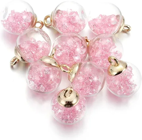Miniatura 12 de 10 unids/lote de 0.630 in transparente bola de cristal encantos estrella lentejuelas colgantes para DIY pendientes collar joyería fabricación