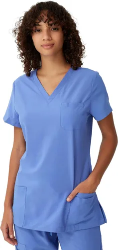 Miniatura 11 de floralhue Uniformes médicos para mujeres, blusas de uniforme médico suaves con cuello en V, uniforme médico elástico con 4 bolsillos, transpirable