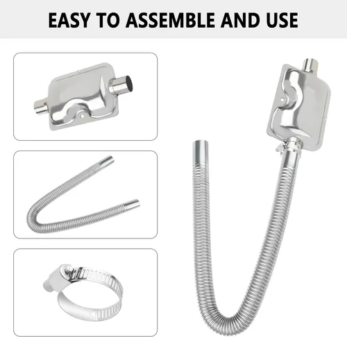 Miniatura 4 de Tubo de escape del calentador diésel de 25 mm/0,98", con silenciador, tubo de acero inoxidable para sistema de admisión y escape modificado