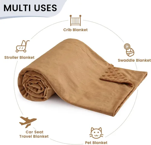 Miniatura 6 de david's kids - Manta de microforro polar minky para niños y niñas, neutra con doble capa y puntos en relieve relajantes, manta ligera y suave