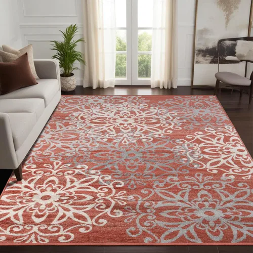 Miniatura 11 de SUPERIOR – Alfombra de área contemporánea de la colección Leigh - Alfombra moderna de 5/16 de pulgada (8 mm) de pelo con diseño de medallón floral