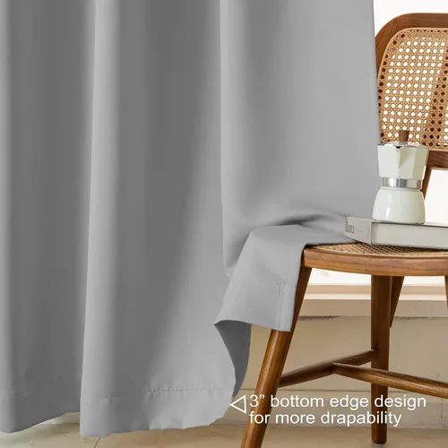 Miniatura 6 de Pickluc Cortinas opacas de 63 pulgadas de largo, 2 paneles de cortinas opacas para dormitorio o sala de estar, pestaña trasera y bolsillo para Negro
