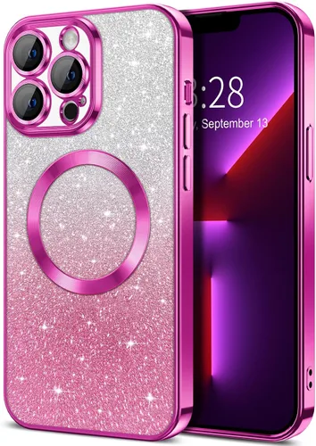 Miniatura 151 de Hython Funda para iPhone 13 Pro transparente con purpurina magnética [compatible con MagSafe] Protector completo de lente de cámara delgado