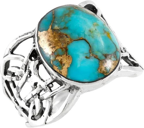 Miniatura 3 de Anillo de plata de ley con turquesa auténtica (color seleccionado)