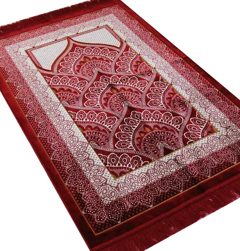 Miniatura 3 de Modefa Alfombra de oración islámica grande y ancha de terciopelo – Janamaz Sajada musulmana – Alfombra gruesa de oración turca para hombres