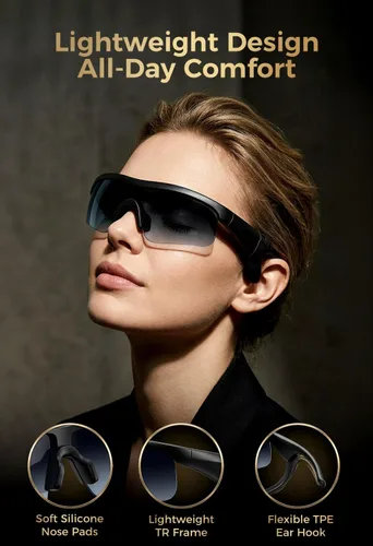 Miniatura 6 de Gafas Bluetooth con altavoces de oído abierto, lentes de sol de audio estéreo de alta fidelidad para hombres, polarizados, UV400, impermeables