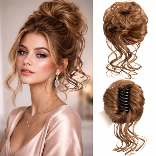 Miniatura 11 de Extensiones de cabello con moño desordenado, superlargas, estilo recogido, recogido, con banda elástica, para mujeres y niñas (12H24)