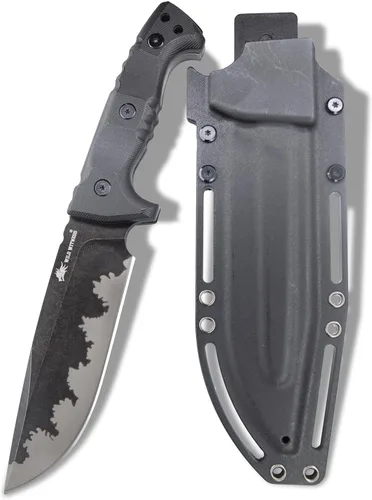 WT11 - Cuchillo Fulltang de hoja fija de 12 pulgadas, cuchillo táctico militar con funda Keydex, cuchillo de supervivencia para caza, al aire libre,