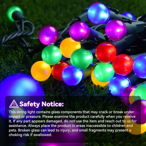 Miniatura 4 de Cadena de luces de Navidad al aire libre de 19 pies con 70 LED, luces de árbol de Navidad tipo globo con bombillas de cristal perlado, certificadas