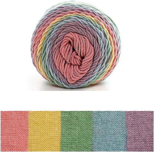 Miniatura 29 de Hilo de color de algodón para tartas, hilo multicolor arcoíris para tejer y tejer a ganchillo, 2 bolas de 7.05 oz, 45% algodón, 55% acrílico, hilo