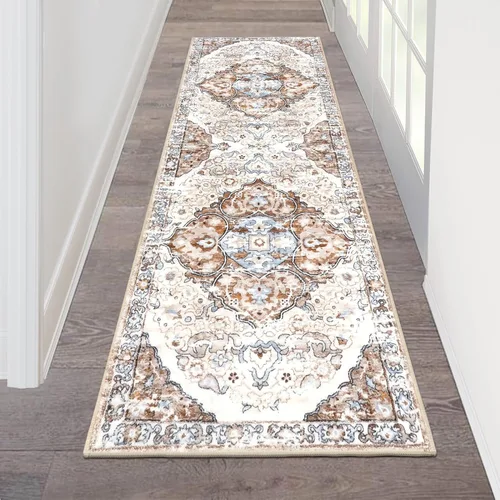 Miniatura 128 de HEBE Alfombra Pasillo 2'x10' Lavable Vintage Desgastada Alfombras de Área Antideslizante Alfombra de Lavandería Boho Alfombras de Piso para Pasillos