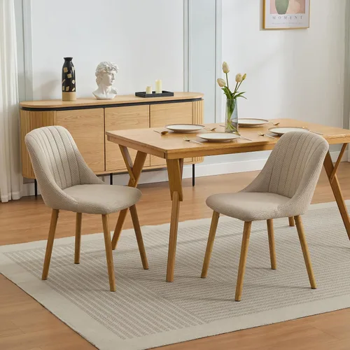 Miniatura 10 de Juego de 2 sillas de comedor tapizadas modernas, soporte ergonómico para la espalda, capacidad de 300 libras, patas de roble para comedor, hogar