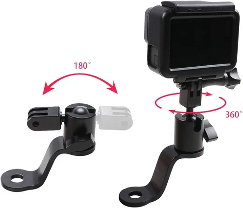 Miniatura 3 de Soporte de aluminio para espejo retrovisor de motocicleta compatible con GoPro Hero 13/12/11/10/9/8/7/6 (2018)/5 negro APEMAN AKASO TENKER Campark