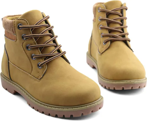 Miniatura 7 de JABASIC Botas de tobillo para niños y niñas, con cordones, cómodas botas de trabajo al aire libre