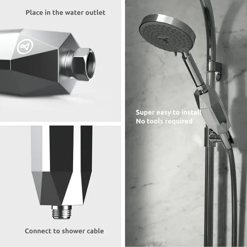 Miniatura 8 de Tappwater ShowerPro Diamond - Filtro de ducha. Filtros de cal, cloro y +60 sustancias. Diseño único. Filtración de 4 etapas y tecnología KDF-55