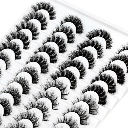 Miniatura 709 de Pooplunch - Pestañas postizas finas de visón sintético, estilo ojo de gato, naturales, cruzadas, tipo racimo, efecto 8D de volumen, tiras
