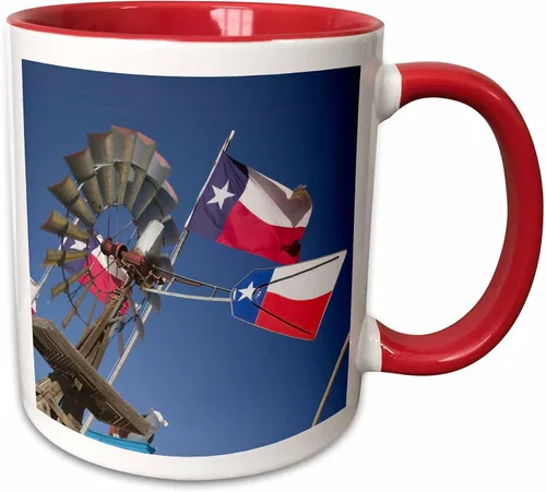 Miniatura 10 de 3dRose TEXAS, Panhandle Amarillo Old Water Pump, Banderas, US44 WBI0069 - Walter Bibikow - Taza negra de dos tonos de 11 onzas