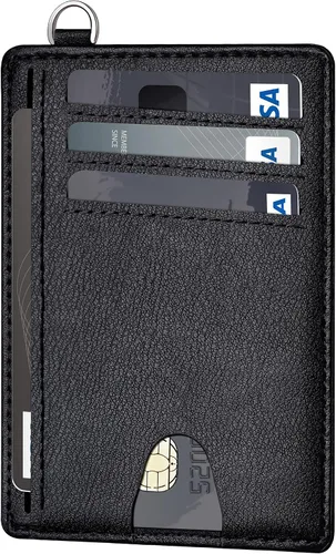 Miniatura 26 de Mayski Cartera delgada minimalista, soporte para tarjetas de crédito para mujeres y hombres, estuches para tarjetas con bloqueo RFID en el bolsillo