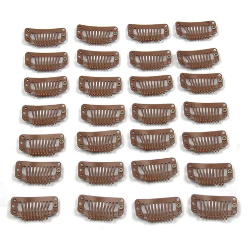 Miniatura 8 de 20 clips de metal a presión para extensiones de cabello DIY con clip, 9 dientes, 0.04 oz/pieza, 9 dientes, 0.04 oz/pieza, color marrón oscuro Marrón
