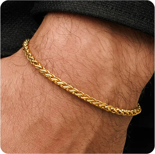 Miniatura 14 de Galis Pulsera Dvir para hombre, acero inoxidable para hombres, pulseras de cadena de cuerda que no se deslustra, regalo de cumpleaños elegante