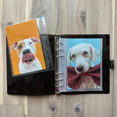 Miniatura 2 de Álbum de fotos de 4x6 para fotomatón - Cuaderno brillante de 6 anillas, encuadernador con destellos con 10 fundas para fotos de 4 por 6 - Para 20